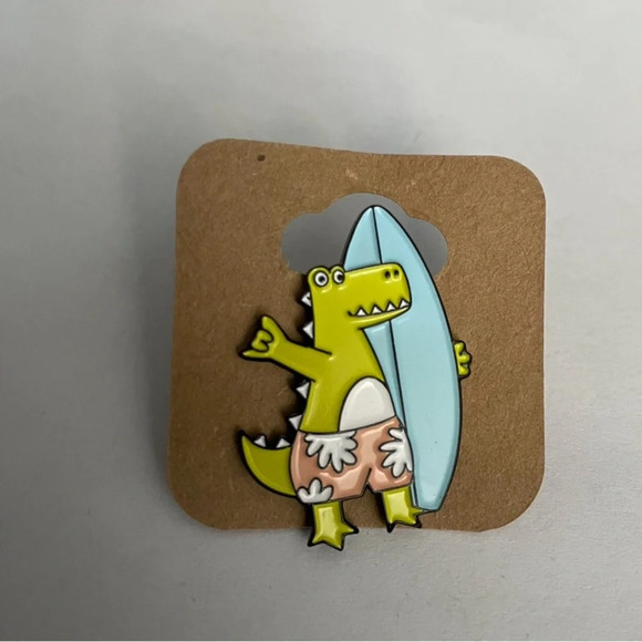 $5 bundled  - Surfing Crocodile Enamel Pin - Picture 1 of 1